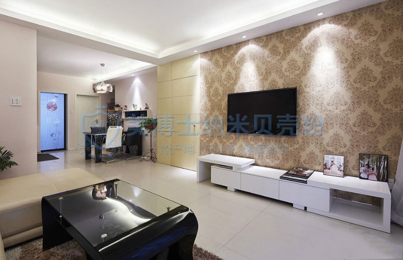 美博士贝壳粉美式风格-客厅装修效果图