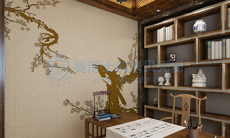 美博士贝壳粉中式古典-书房装修效果图