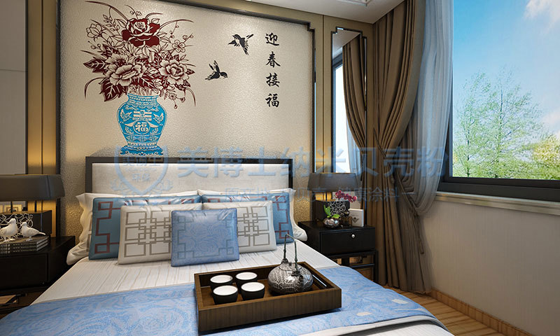 美博士贝壳粉中式古典-卧室装修效果图