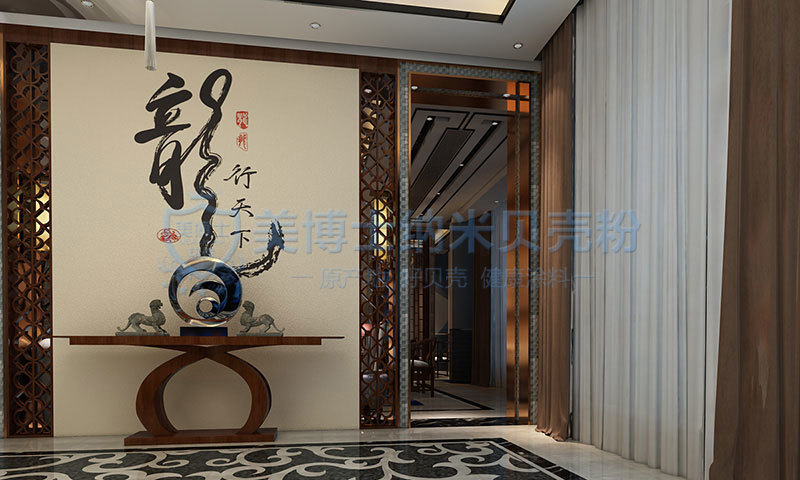 美博士贝壳粉中式古典-玄关屏风装修效果图