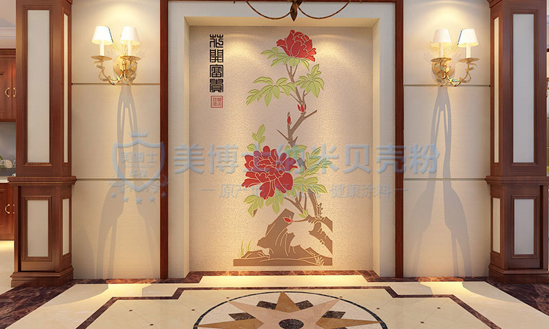 美博士贝壳粉中式古典-客厅装修效果图